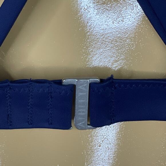 Athleta Tangier High Neck Bikini Top Cross Straps Back Dress Blue Size 36B 36C - Picture 5 of 9